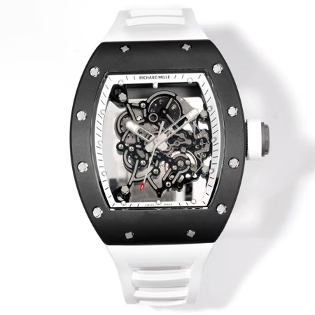 RM공장 리차드밀 부바왓슨 RM055 블랙 세라믹 케이스 화이트 러버밴드