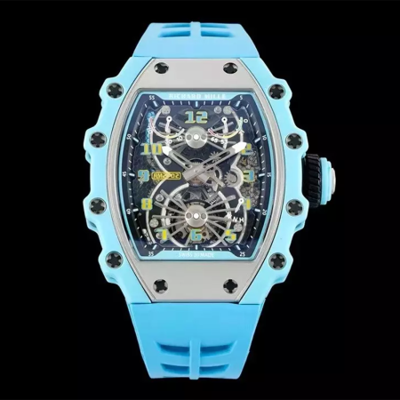 RM공장 리차드밀 한정판 투르비옹 에어로 다인 블루 러버 밴드 RM21-02