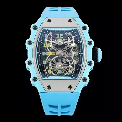 RM공장 리차드밀 한정판 투르비옹 에어로 다인 블루 러버 밴드 RM21-02