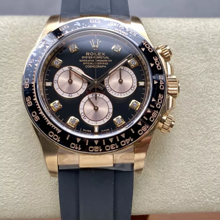 클린공장 롤렉스 데이토나 블랙 8P 다이얼 로즈 골드 러버밴드 126518