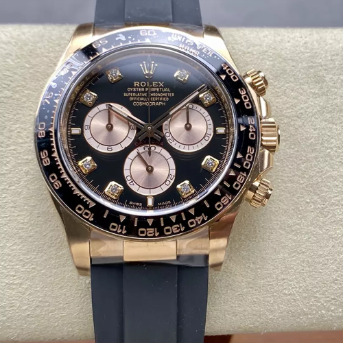 클린공장 롤렉스 데이토나 블랙 8P 다이얼 로즈 골드 러버밴드 126518