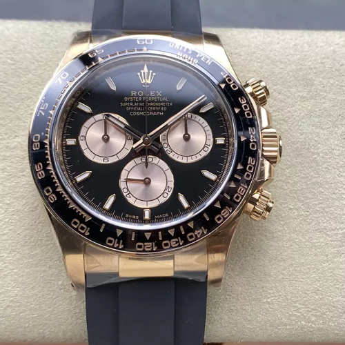 클린공장 롤렉스 데이토나 블랙 인덱스 다이얼 로즈 골드 러버밴드 126518