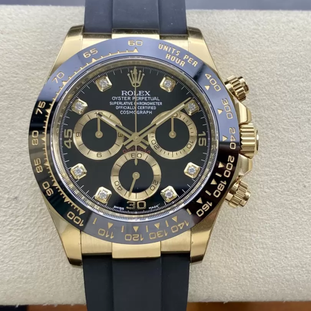 클린공장 롤렉스 데이토나 블랙 8P 다이얼 옐로우 골드 금통 러버밴드 m116518ln