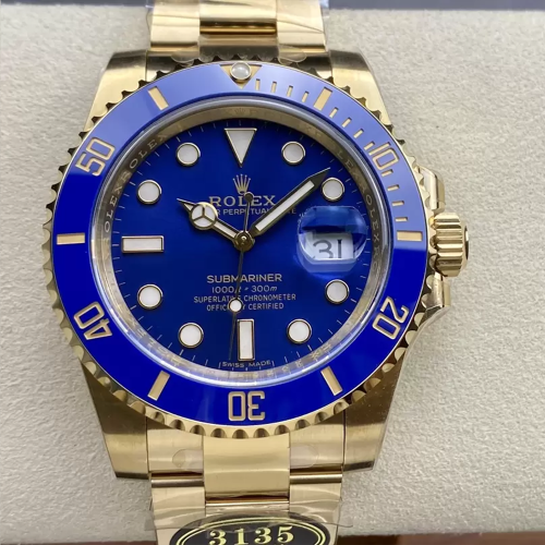클린공장 롤렉스 신형 서브마리너 청 데이트 옐로우 골드 금통 40mm m116618lb