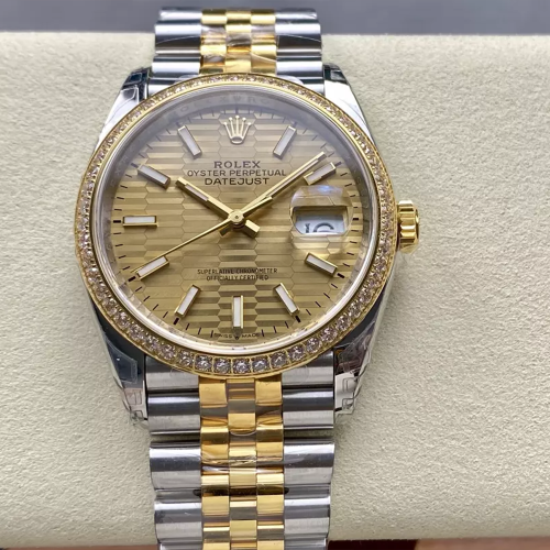 VS공장 롤렉스 데이저스트 와플 샴폐인 인덱스 다이얼 다이아 베젤 옐로우 골드 36mm