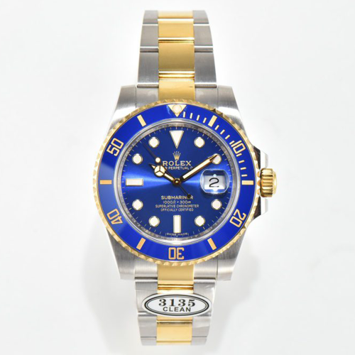 클린공장 롤렉스 서브마리너 청판 다이얼 옐로우 골드 콤비 40mm 116613