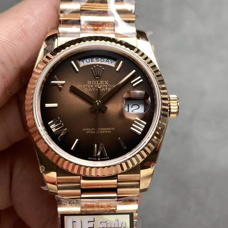 QF공장 롤렉스 데이데이트 브라운 로만 다이얼 로즈금통 36mm 128235