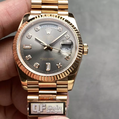 QF공장 롤렉스 데이데이트 그린 옴브레 다이얼 10P 다이아 로즈골드 금통 36mm 128235