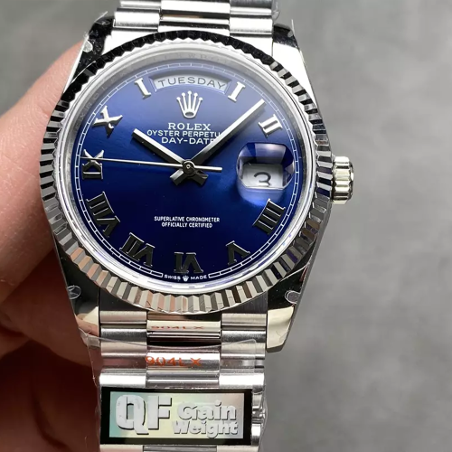 QF공장 롤렉스 데이데이트 청판 로만 다이얼 화이트 골드 금통 36mm 128236