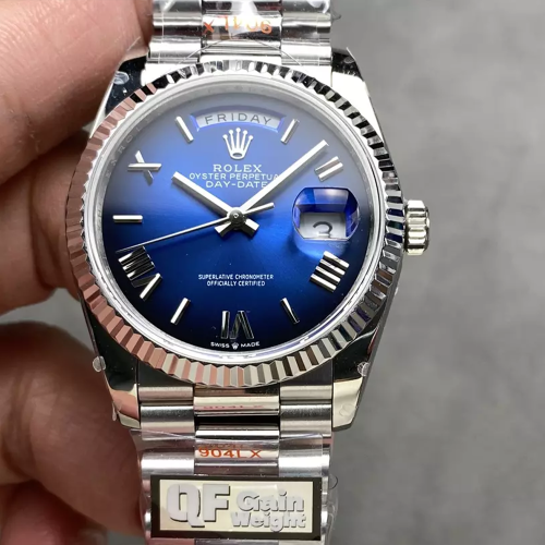 QF공장 롤렉스 데이데이트 청판 로만 다이얼 화이트 골드 36mm 128236