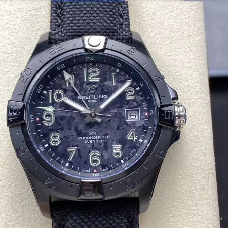 BLS공장 브라이틀링 어벤져 카본 다이얼 44mm 나일론 스트랩