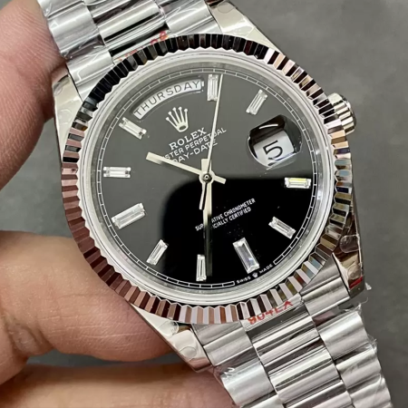 GM공장 V3 롤렉스 데이데이트 블랙 다이아 다이얼 화이트 골드 금통 40mm m228236