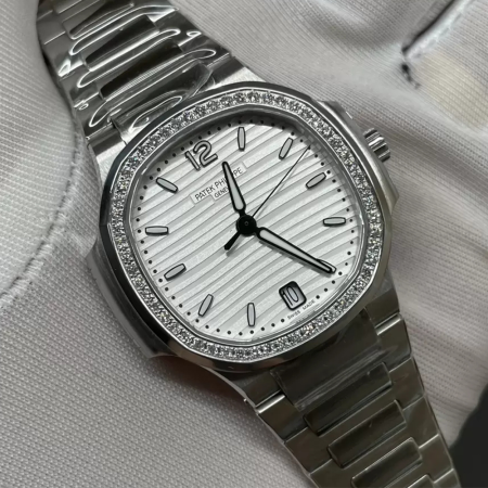 3K공장 파텍필립 노틸러스 7118 화이트 다이얼 다이아 베젤 34mm 여성용