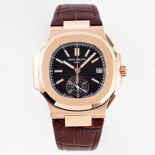 3K공장 파텍필립 노틸러스40주년 리미티드 에디션 블랙 다이얼 로즈골드 금통 가죽밴드 5980