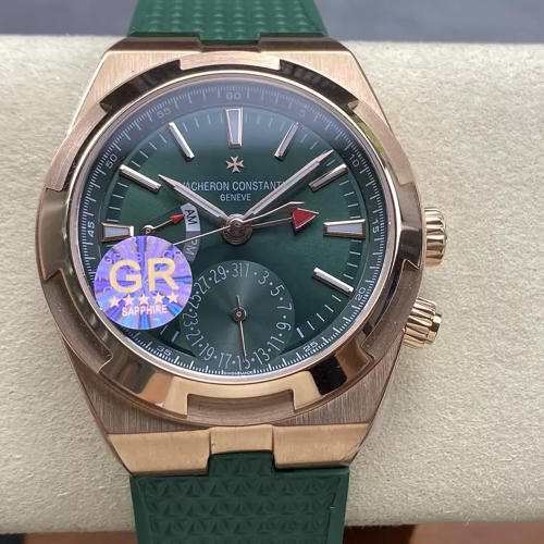 GR공장 바쉐론콘스탄틴 오버시즈 듀얼 타임 7920V 그린 다이얼 로즈골드 금통 러버밴드