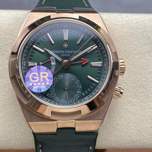 GR공장 바쉐론콘스탄틴 오버시즈 듀얼 타임 7920V 그린 다이얼 로즈골드 금통 가죽밴드
