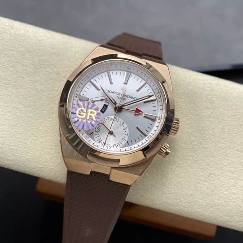 GR공장 바쉐론콘스탄틴 오버시즈 듀얼 타임 7920V 실버 다이얼 로즈골드 금통 러버밴드