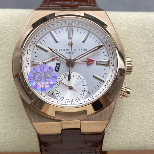 GR공장 바쉐론콘스탄틴 오버시즈 듀얼 타임 7920V 실버 다이얼 로즈골드 금통 가죽밴드