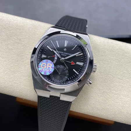 GR공장 바쉐론콘스탄틴 오버시즈 듀얼 타임 7900V 블랙 다이얼 스틸 러버밴드