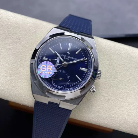 GR공장 바쉐론콘스탄틴 오버시즈 듀얼 타임 7900V 청판 다이얼 스틸 러버밴드