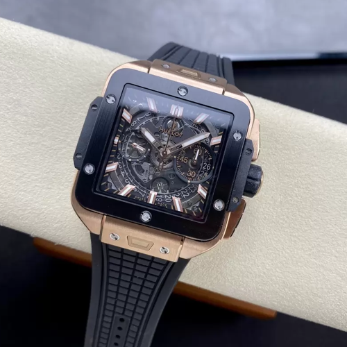 BBF공장 위블로 스퀘어 뱅 블랙 세라믹 로즈골드 금통 42mm 821.OM.0180.RX