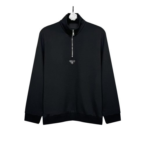 프라다 삼각 로고 피케 폴로 저지 긴팔 티셔츠 블랙