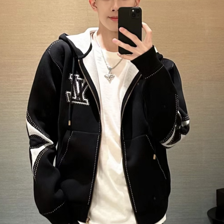 루이비통 LV 아플리케 코튼 후드 집업