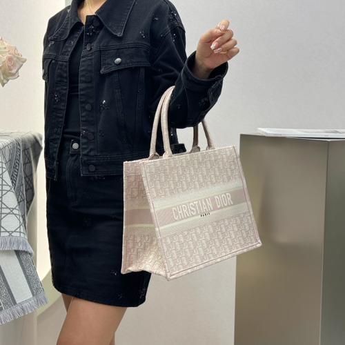 디올 오블리크 자수 북토트 토트백 핑크 스몰 미디움 라지