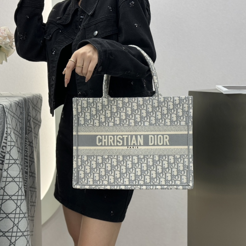 디올 오블리크 자수 북토트 토트백 그레이 스몰 미디움 라지