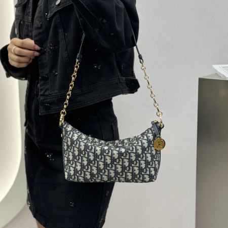 디올 스타 체인  미디엄 파우치 블루