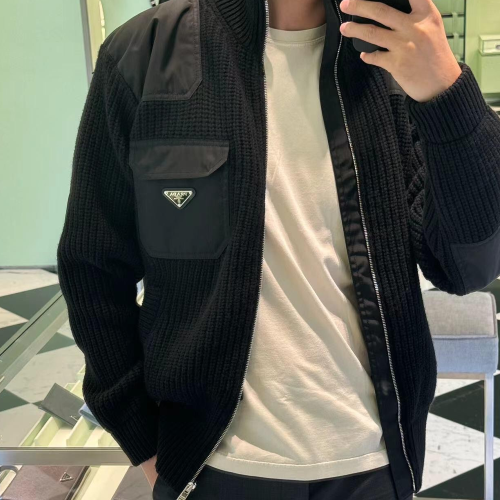 리나일론 디테일 울 및 캐시미어 카디건 블랙