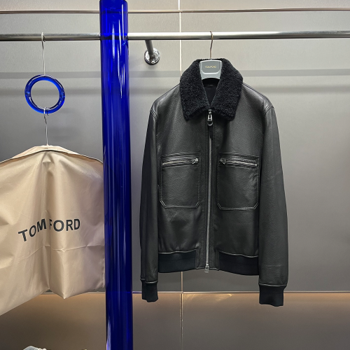 톰포드 24FW 양가죽 트리밍 레더 자켓
