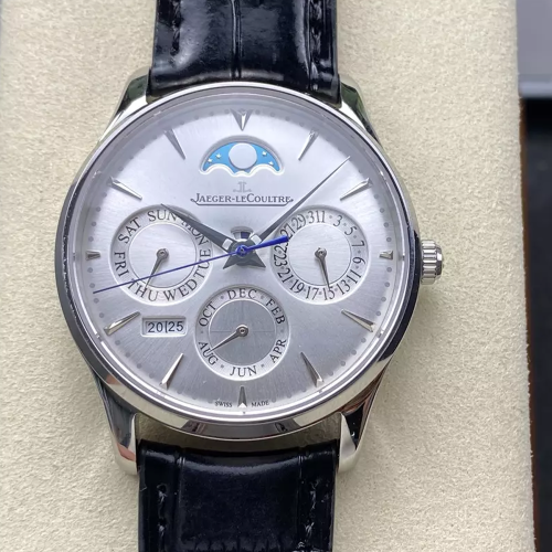 GR공장 예거르쿨트르 울트라 씬 퍼페추얼 실버 다이얼 39mm 130842J 