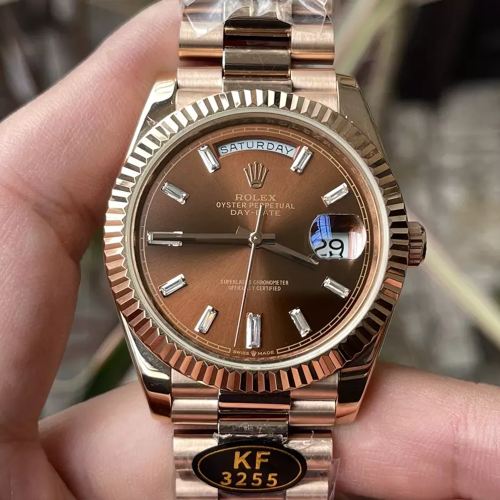 KF공장 롤렉스 데이데이트 브라운 다이아 다이얼 로즈골드 금통 40mm 228235