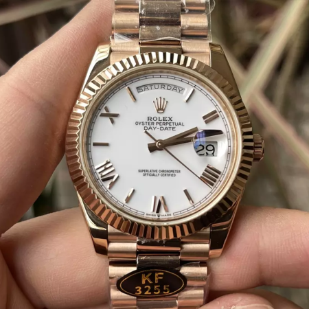 KF공장 롤렉스 데이데이트 화이트 다이얼 로즈골드 금통 40mm 228235
