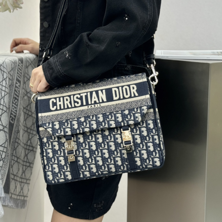 디올 미디엄 캠프백 블루 디올 오블리크 자카드 백