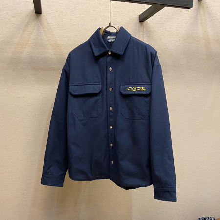 디올 해밀턴 네이비 블루 코튼 데님 오버셔츠