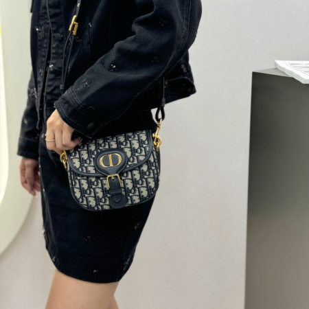 디올 스몰 바비 숄더백 오블리크 자카드