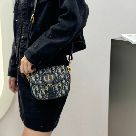디올 스몰 바비 숄더백 오블리크 자카드