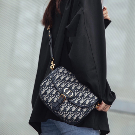 디올 미디엄 바비 숄더백 오블리크 자카드