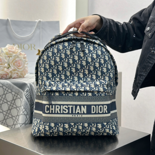 디올 트래블 백팩 오블리크 자카드 블루