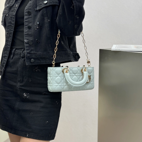 디올 스몰 레이디 디조이 백 플래시드 블루