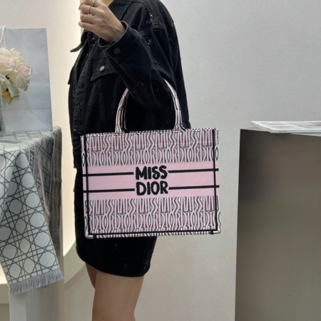 디올 미디엄 북 토트백 미스디올 핑크