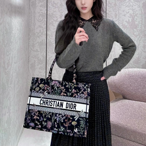 디올 미디엄 북 토트백 허바륨 자수 블랙 멀티컬러