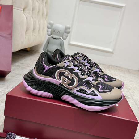 구찌 메시 남성 구찌 리플 스니커즈 블랙/퍼플