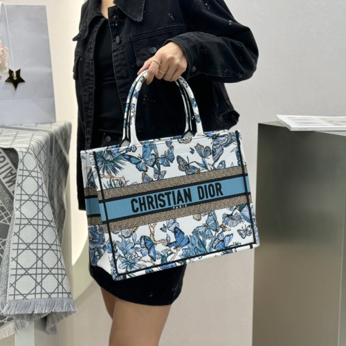 디올 미디엄 북 토트백 화이트 파스텔 미드나잇 블루 멕시코