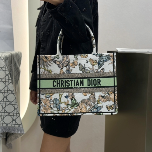 디올 미디엄 북 토트백 화이트 멀티컬러 멕시코