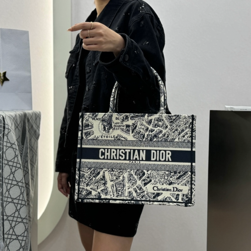 디올 미디엄 북 토트백 라떼 블랙 플랜 드 파리 자수