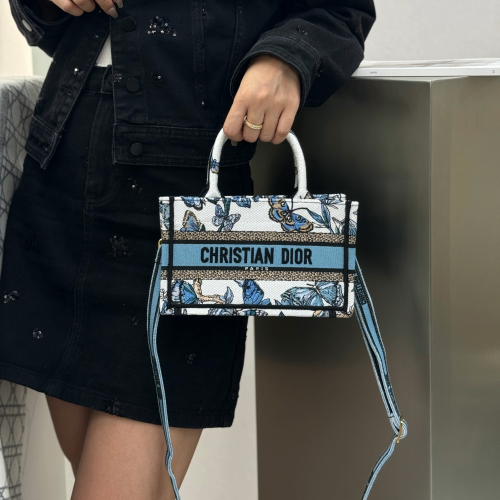 디올 미니 북 토트백 화이트 파스텔 미드나잇 블루 멕시코