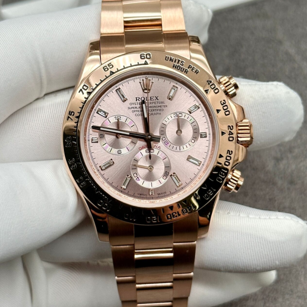CNC 커스텀 롤렉스 데이토나 썬더스트 바게트 다이아 다이얼 로즈골드 18K 116505